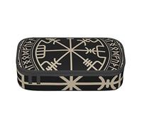 EVANEM Astuccio portamatite con tribù native americane, grande capacità, doppio strato, astuccio per cancelleria da ufficio, astuccio portatile, Bussola di Rune Norse Design Magico, Taglia unica,