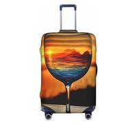 EVANEM Bella copertura per bagagli da viaggio Sunrise, custodia protettiva elastica per trolley, antigraffio, adatta per bagagli da 45,7 a 81,7 cm, Bicchiere da vino Sunset, L