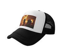 EVANEM Cappello da camionista pompiere vigile del fuoco per uomini e donne, cappellini da baseball alla moda in rete con chiusura a scatto regolabile, Nero , Taglia unica