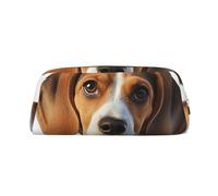 EVANEM Carino Beagle Dog Pencil Case, Leather Zip Pouch Office Stationery Organizer, Cosmetic Bag Coin Purse, Simpatico cane beagle, Taglia unica, Portamonete