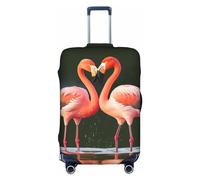EVANEM Copertura per bagagli da viaggio arcobaleno, custodia protettiva elastica per trolley, antigraffio, adatta per bagagli da 45,7 a 81,7 cm, Rosa fenicotteri bacio nel lago, M