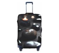 EVANEM Copertura per bagagli da viaggio colorata con lecca-lecca, copertura protettiva elastica per trolley, protezione antigraffio, adatta per bagagli da 45 a 81 cm, Pietra Cuore Mistero Nero, L