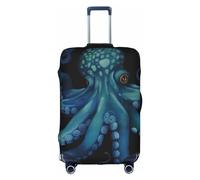 EVANEM Copertura per bagagli da viaggio con motivo Border Collie, custodia protettiva elastica per trolley, antigraffio, adatta per bagagli da 45,7 a 81,7 cm, Polipo blu., S