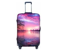 EVANEM Copertura per bagagli da viaggio con teschio di zucchero, custodia protettiva elastica per trolley, protezione antigraffio, adatta per bagagli da 45,7 a 81,7 cm, Tramonto viola sull'acqua, XL