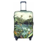EVANEM Copertura per bagagli da viaggio in aereo volante, custodia protettiva elastica per trolley, protezione antigraffio, adatta per bagagli da 45 a 81 cm, Paesaggio tropicale, XL