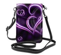 EVANEM Cuori viola piccola borsa del telefono cellulare con le fessure per carte di credito Touch Screen Mobile Bag-Nano stampa