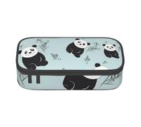 EVANEM Elegante astuccio viola con fiore di peonia, grande capacità, doppio strato, astuccio per cancelleria da ufficio, astuccio portatile, Panda Bear Cartoon, Taglia unica, Beauty Case
