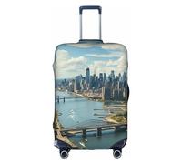 EVANEM Fish Under The Sea - Copertura per bagagli da viaggio, custodia protettiva elastica per trolley, antigraffio, adatta per bagagli da 45,7 a 81,7 cm, Vista Attico su New York Manhattan, S