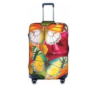 EVANEM Fish Under The Sea - Copertura per bagagli da viaggio, custodia protettiva elastica per trolley, antigraffio, adatta per bagagli da 45,7 a 81,7 cm, Fiori di rosa farfalla primavera, S