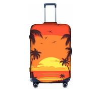 EVANEM Fish Under The Sea - Copertura per bagagli da viaggio, custodia protettiva elastica per trolley, antigraffio, adatta per bagagli da 45,7 a 81,7 cm, Tramonto e alberi di cocco, XL