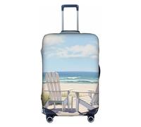 EVANEM Galaxy Animal Dragonfly Travel Luggage Cover, custodia protettiva elastica per trolley, antigraffio, adatta per bagagli da 18 a 32 pollici, spiaggia scena con sedie, S
