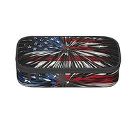 EVANEM Moonlit River - Astuccio portamatite a doppio strato, grande capacità, per studenti, cancelleria da ufficio, astuccio portatile, Fuochi d'artificio bandiera americana, Taglia unica, Beauty Case