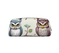 EVANEM Music Drum in Field Pencil Case, Leather Zip Pouch, Office Stationery Organizer, Cosmetic Bag Coin Purse, Gufi Uccelli 2, Taglia unica, Portamonete