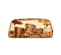 EVANEM Music Drum in Field Pencil Case, Leather Zip Pouch, Office Stationery Organizer, Cosmetic Bag Coin Purse, Musica Drum in Field, Taglia unica, Portamonete