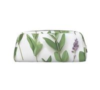 EVANEM Otters, astuccio in pelle con cerniera, organizer per cancelleria da ufficio, borsa cosmetica portamonete, Foglie e rami di salvia delle erbe dei fiori verdi, Taglia unica, Portamonete