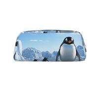 EVANEM Penguin Antarctica Ice Pencil Case, Leather Zip Pouch, Office Stationery Organizer, Cosmetic Bag Coin Purse, Pinguino Antartide Ice, Taglia unica, Portamonete