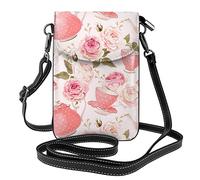 EVANEM Piccola borsa del telefono cellulare della teiera rosa con le fessure per carte di credito Touch Screen Mobile Bag-Nano stampa