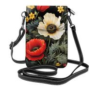 EVANEM Piccola borsa per cellulare con fiore rosso e margherita bianca con slot per carte di credito Touch Screen Mobile Bag-Nano stampa