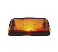 EVANEM Rosa e Bianco Farfalla Matita Astuccio, Pelle Zip Pouch Ufficio, Cancelleria Organizzatore, Cosmetici Borsa Monete, Tramonto Natura Sfondo, Taglia unica, Portamonete