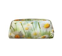 EVANEM Rosa e Bianco Farfalla Matita Astuccio, Pelle Zip Pouch Ufficio, Cancelleria Organizzatore, Cosmetici Borsa Monete, Primavera Margherita Fiori, Taglia unica, Portamonete