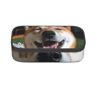 EVANEM Set di astucci per matite, astuccio a doppio strato di grande capacità, astuccio per cancelleria da ufficio, astuccio portatile, Shiba Inu Smile Lingua Fuori, Taglia unica, Beauty Case
