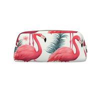 EVANEM Simpatico astuccio con cane bassotto, custodia in pelle con cerniera, organizer per cancelleria da ufficio, borsa per cosmetici portamonete, Motivo fenicottero rosa., Taglia unica, Portamonete