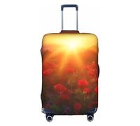 EVANEM Skyscraper Buildings - Copertura per bagagli da viaggio, custodia protettiva elastica per trolley, antigraffio, adatta per bagagli da 45 a 81 cm, Fiori Rossi Alba, S