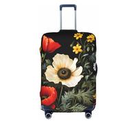EVANEM The Old Hollywood - Copertura per bagagli da viaggio, custodia protettiva elastica per trolley, antigraffio, adatta per bagagli da 45 a 81 cm, Fiore rosso e margherita bianca 1, XL