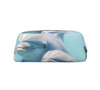 EVANEM Winter The Dolphin - Astuccio in pelle con cerniera, organizer per cancelleria da ufficio, portamonete, Inverno il delfino, Taglia unica, Portamonete