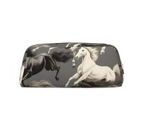 EVANEM Winter The Dolphin - Astuccio in pelle con cerniera, organizer per cancelleria da ufficio, portamonete, Cavallo carino., Taglia unica, Portamonete