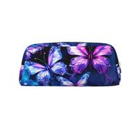 EVANEM Winter The Dolphin - Astuccio in pelle con cerniera, organizer per cancelleria da ufficio, portamonete, Bianco Viola Farfalle, Taglia unica, Portamonete