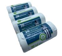 Evaness 100% materiale riciclato e sacchetti biodegradabili con manici per cravatte, 20 l, 30 l, 120 sacchetti