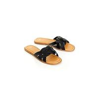 Evans Donne Plus Size Slide Cross Avril Mule, Nero, 39 EU