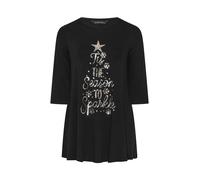 Evans Evans Long Sleeve Sequin Tis The Season T-Shirt 42 Nero