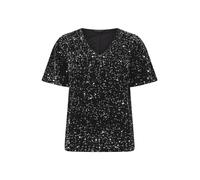 Evans Evans Velvet Sequin Embellished Top 42 Nero