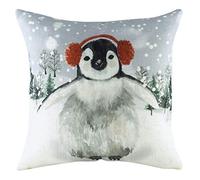 Evans Lichfield Cuscino Imbottito in Piuma con Pinguino innevato, Multicolore, 43 x 43 cm