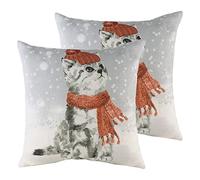 Evans Lichfield Gatto nevoso con Cuscini riempiti in Piuma di Sciarpa (Matrimoniale Twin Pack), Multi, 43 x 43cm, 2 unità