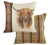 Evans Lichfield Hunter Highland - Cuscino imbottito in piuma di mucca, multicolore, 43 x 43 cm