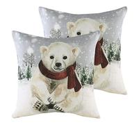 Evans Lichfield Orso Polare innevato con Cuscini pieni di Piume della Sciarpa (Confezione Twin), Multi, 43 x 43cm, 2 unità