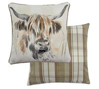 Evans Lichfield Watercolour Highland-Cuscino Imbottito in Piuma di Mucca, Multicolore, 43 x 43 cm