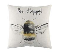 Evans Litchfield Bee Happy-Federa per Cuscino, Bianco, 43 x 43 cm