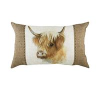 Evans Litchfield Copricuscino in Iuta con Mucca, Bianco, 30 x 50cm