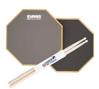 Evans RF12D Real Feel 2-IN-1 Practice Pad 2 lati + 1 paio di bacchette Keepdrum