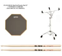 EVANS RF12G RealFeel Practice PAD 12" +SUPPORTO TAMBURO e BACCHETTE VIC FIRTH 5A