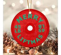 Evans1nism Merry Liftmas - Piastre di peso in porcellana di Natale, ornamento in ceramica, regalo per palestra, 8 cm, stampa su due lati, decorazione per la casa, ornamento di Natale regalo di