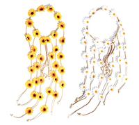 Evarbuild Fascia per capelli con di fiori e girasole estivi, 2 pezzi, per '70