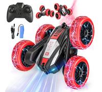 EVARY Auto telecomandata 3 4 5 6 7 8 anni, 2,4 GHz, girevole a 360° RC Stunt Crawler con fari e nebbia rossa, il regalo di Natale o di compleanno per bambini