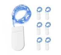 EvaStary 6 pezzi Luce blu Catena luminosa, 2M filo d'argento luci con 20 LED per la camera da letto di nozze, interni/esterni scaffali pareti Natale festa decorazione ghirlande