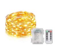EvaStary LEDs Stringa Luci a Batteria, 10M 100LED Lucine Decorative Impermeabile IP65, Catene Luminose Filo d'Argento, con Telecomando, 8 Modalità Lucine da Esterno per Giardino, Patio, Bianco Caldo
