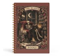 Evcprz The Reader Tarot Skeleton Spiral Notebook Journal 5.5x8.3 | Book Lover Reader Regali, Borgogna gotico Halloween Skull Bookish Notebook con copertina rigida per lavoro studio note e
